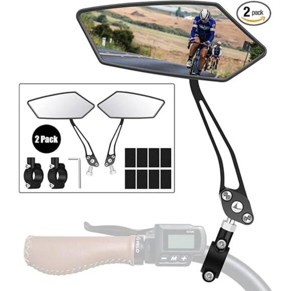 Bike Mirror 1 Pair, [New Version] HD Wide Angle Large Handlebar Rearview Mirror - Picture 7 of 7